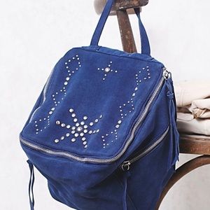 Free People Suede Harlow Crossbody Bag Navy